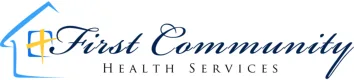 *   Image: A logo.
    *   Text in image: "First Community HEALTH SERVICES".
    *   Visual elements: A blue outline of a hou