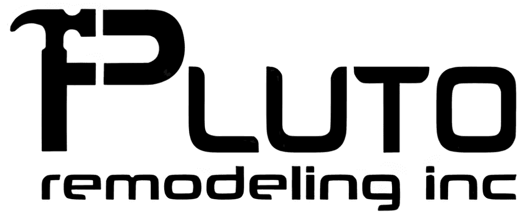 *   Image is a logo.
    *   Text: "PLUTO remodeling inc".
    *   Visual element: The 'P' in "PLUTO" is stylized to incorpor