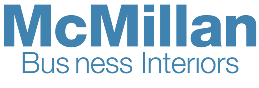 *   Image: A logo.
    *   Text in image: "McMillan" (large, bold, blue) and "Business Interiors" (smaller, thinner, blue).