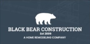 Black Bear Construction logo featuring a white bear silhouette, "Est 2009," and "A Home Remodeling Company.