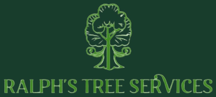 Logo for Ralph's Tree Services featuring a stylized green tree icon on a dark green background.