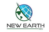 New Earth LLC logo: a globe split diagonally between green landmasses and a blue digital grid.