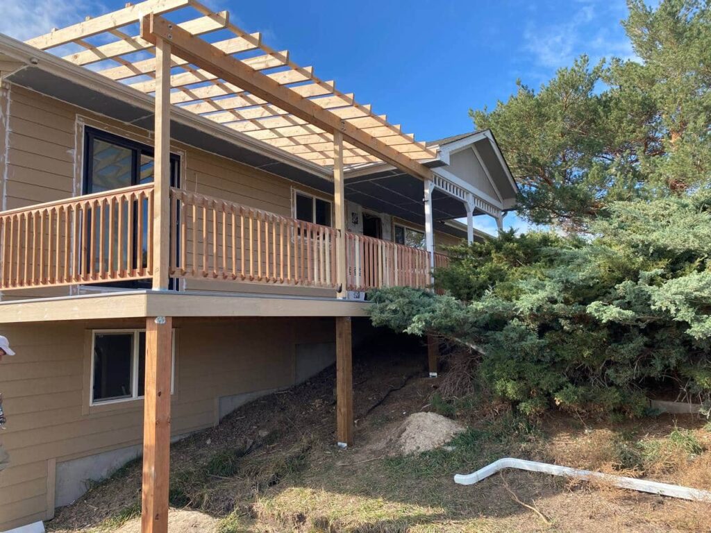 Elevated deck and roof cover construction in Parker Colorado 1