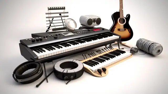 pngtree d render of a collection of instruments for recording and composing image 3878784