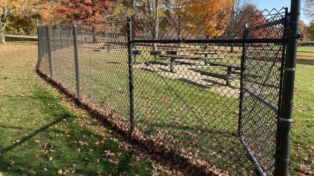 tension wire on park fence