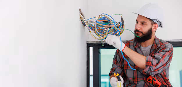 hispanic male electrician engineer installer with tool his hands maintenance service repair handyman concept 38052 2954