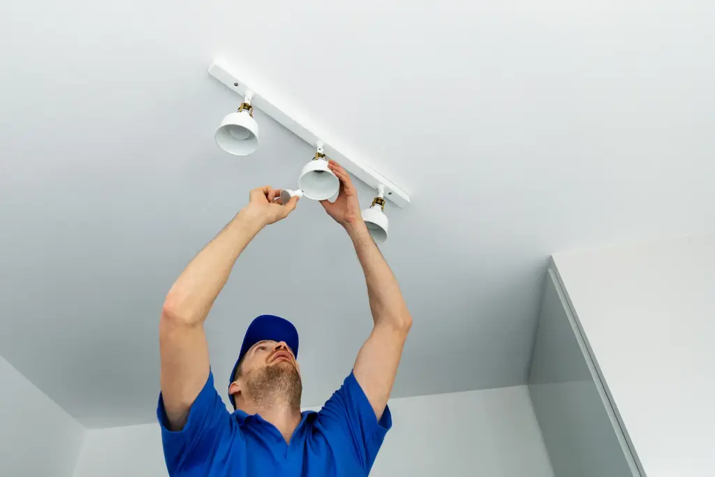 bigstock Electrician Installing Led Lig 335914993